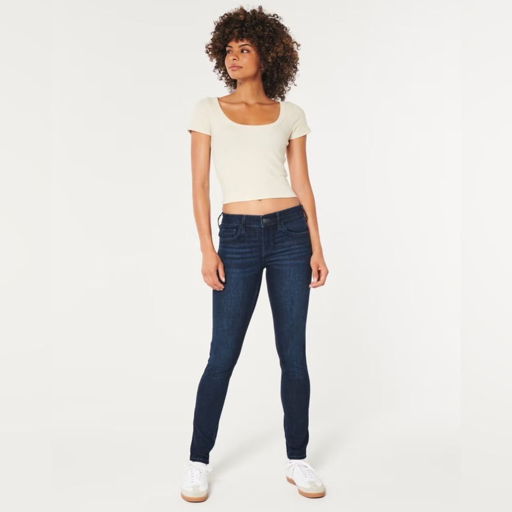 Hollister Straight Skinny Jeans Women’s 7L Mid-Rise Dark Wash Blue Denim Pants